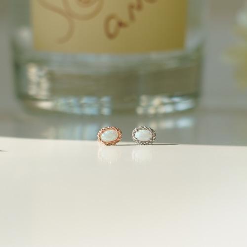 Alleun Silver 925 Mini Gemstone Opal Stud Silver Earrings