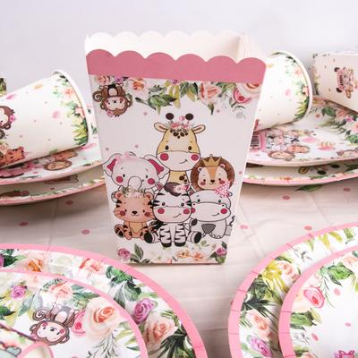 Mädchen Junge Tierfreunde Dschungelparty Einweggeschirr Set Tasse Teller Serviette Banner Set für Kinder Safari Geburtstagszubehör