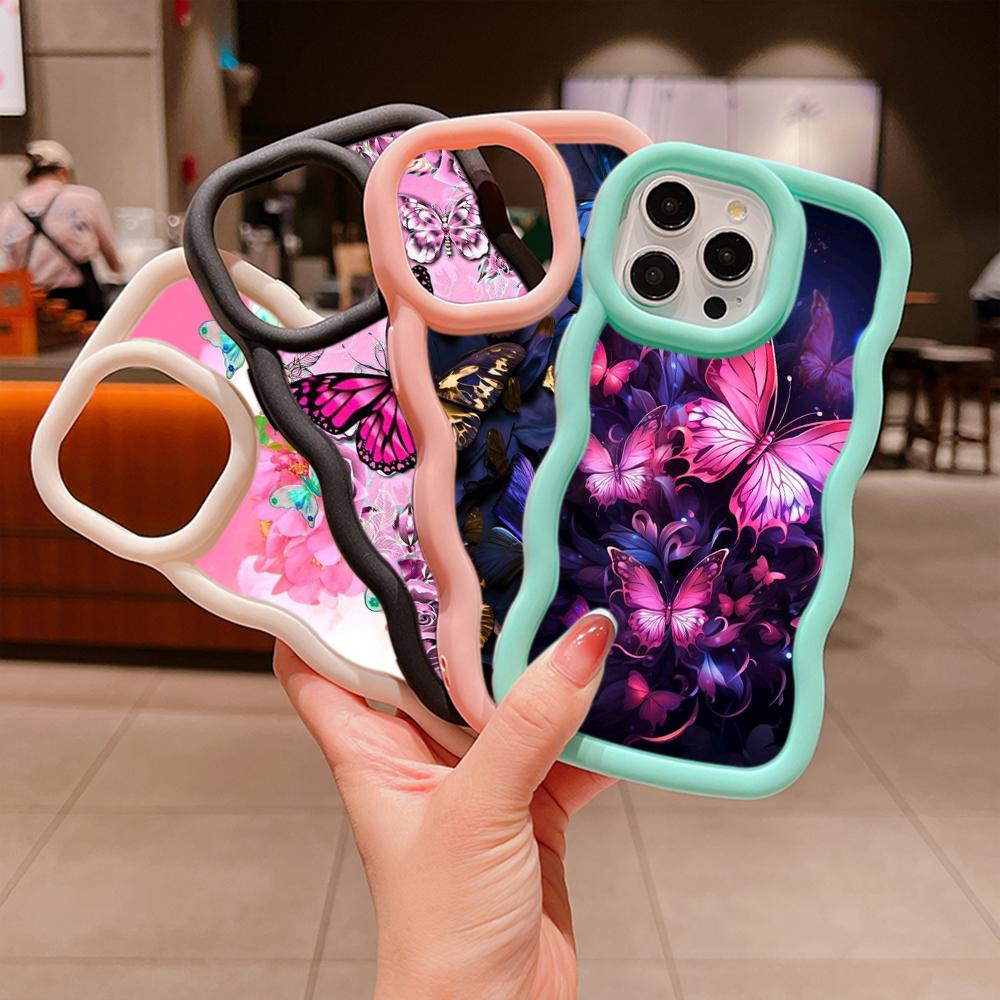 Macaron Soft TPU Phone Case for Xiaomi Poco X3 X5 X6 M6 Pro Redmi 12C 13C Redmi Note 10 11 12 13 Pro 10s 11s 12s Cover Ae65 Butterfly Flower Art Cute
