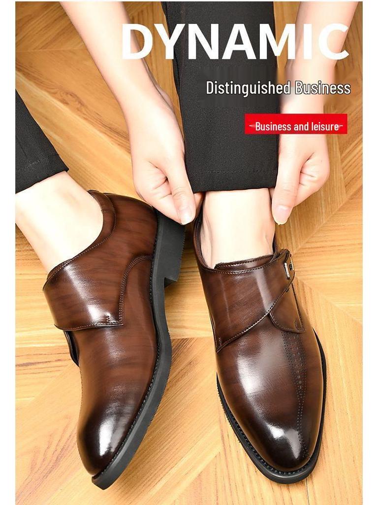 Men's Pointed Toe Cowhide Leather Shoes: Genuine Casual & Business Formal, British Style - Black/Brown, 2025.