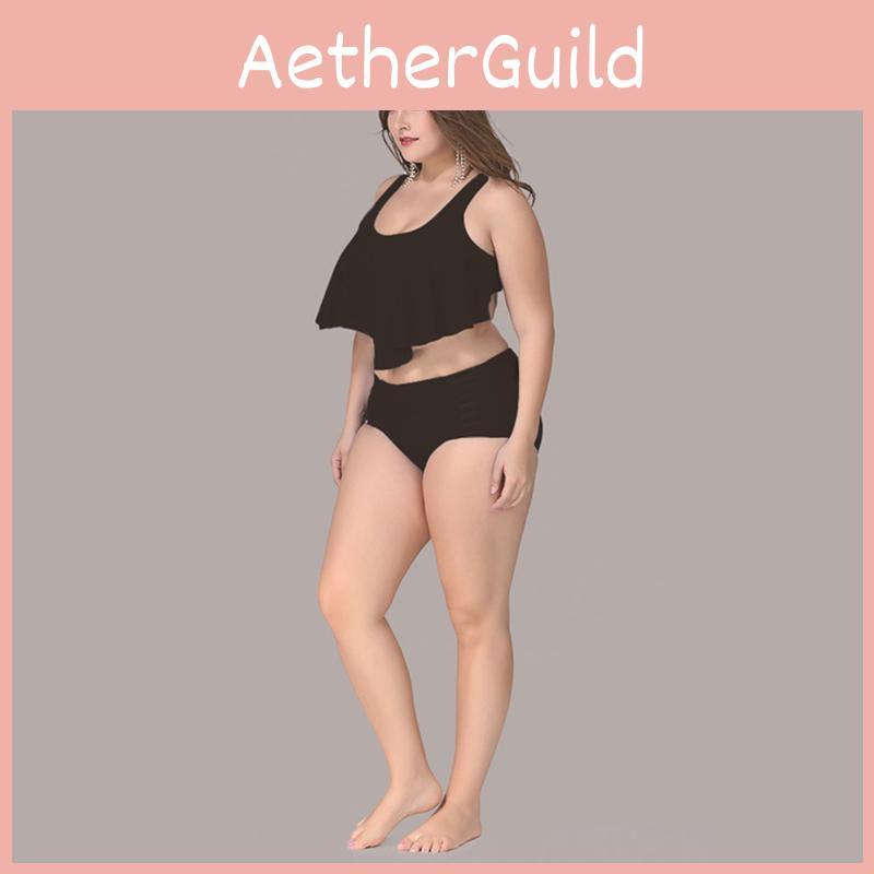 Calofe Sexy Ruffle Bikini Set Large Size For Chubby High Waist Women With Luxurious Fit