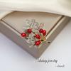 High-End Red Money Tree Brooch: Festive Rhinestone Corsage Pin for Versatile Clothing Decoration