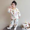 Kinder Winter Flannel Schlafanzug Set - Koralle, Samt, Verdicktes Trendiges Design für Mädchen