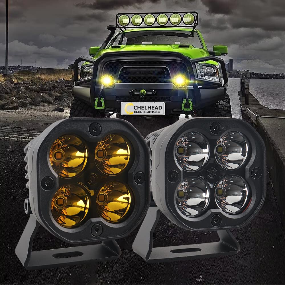 Chelhead LED Work 40W LED Fog Wide IP67 Adjustable Mounting Fishing Energy Compatible with Various Work of 3-inch Light, Yellow, Light, Beam,