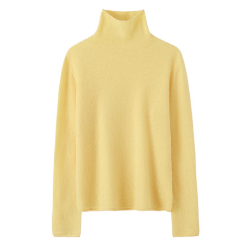 Lekasha Women's 100% Pure Cashmere High Neck Seamless Knit Jacket for Autumn and Winter