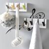 Piano Keys Wall Hooks Wall Mounted Organzier with 4 Hooks Adhesive Piano Design Entryway Hooks for Keys Hats Umbrellas Clothes Bathroom Kitchen