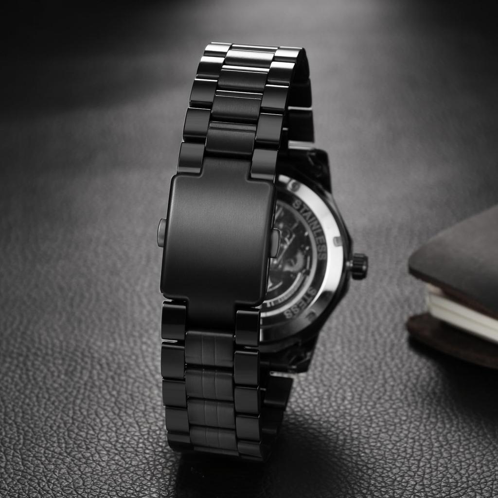 Automatic Business Watch for Luminous Stainless Perfect for Day Black Men Steel, Classic, Stylish, Fashionable, Cool, Students, Gifts, Anniversaries,
