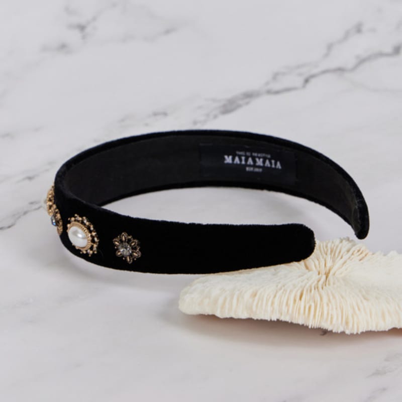 MAIA Velvet Antique Pearl Hairband