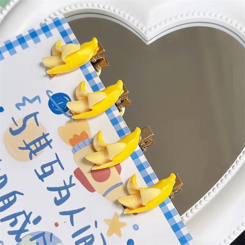 Cartoon Banana Simulation Lebensmittel Haarnadel Seite Clip Haar Zubehör Kreative Persönlichkeit Niedlich Haar Clip Kopfbedeckungen Entenschnabel Clips