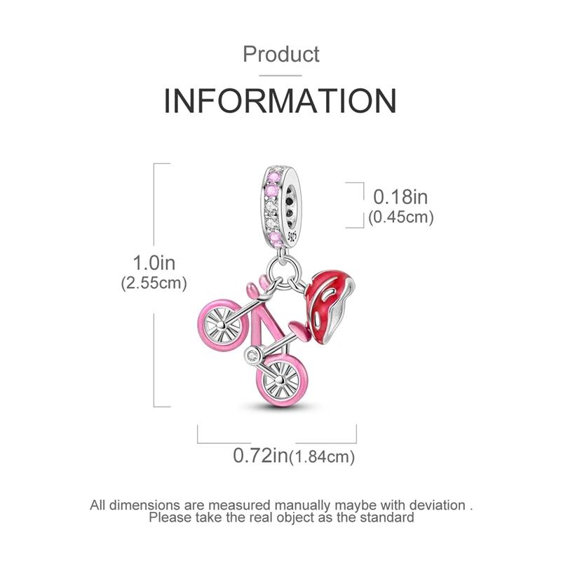 Charm Bead Charms Copper Plated Pink Zircon Bicycle Safety Helmet Pendants Compatible With Authentic Ideal For Women Jewellery Do It Yourself Making G