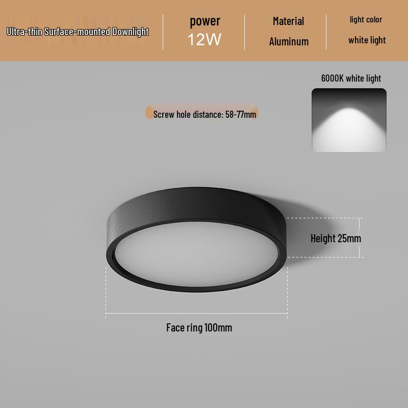 Ultradünne LED Aufbau Deckenleuchte Rund für Gänge, Flure, Eingangsbereiche - Stanzfreie Installation