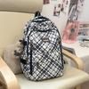 Schoolbag fashionable large-capacity backpack new casual plaid simple backpack junior high school students class commuting schoolbag
