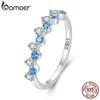 Bamoer 925 mincovní stříbro Minimalistický modrý prsten se zirkonem a barevný prsten s rybími šupinami pro ženy Prsten s prohlášením o náramku Jemný šperk