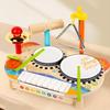 Children's Wooden Percussion Set: Multifunctional Rack, Drum, Xylophone & Castanets for Music Education