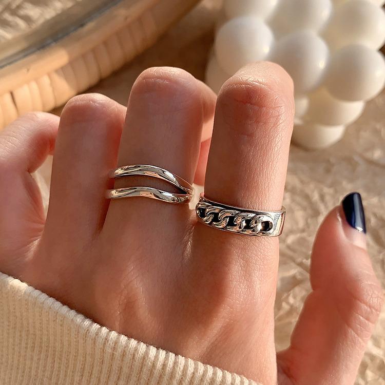 S925 Sterling Silver Retro-Style Heavywork Index Finger Ring