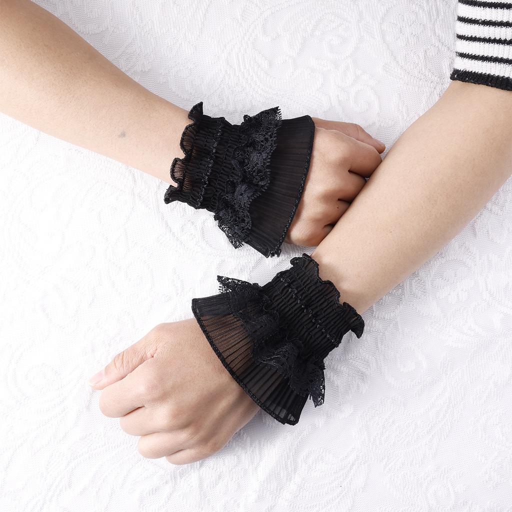 Süße florale Spitze Fake-Ärmel Mädchen Pullover Rock Abnehmbare Handgelenkmanschetten Armbänder Kurze Armstulpen Hochzeit Brauthandschuhe