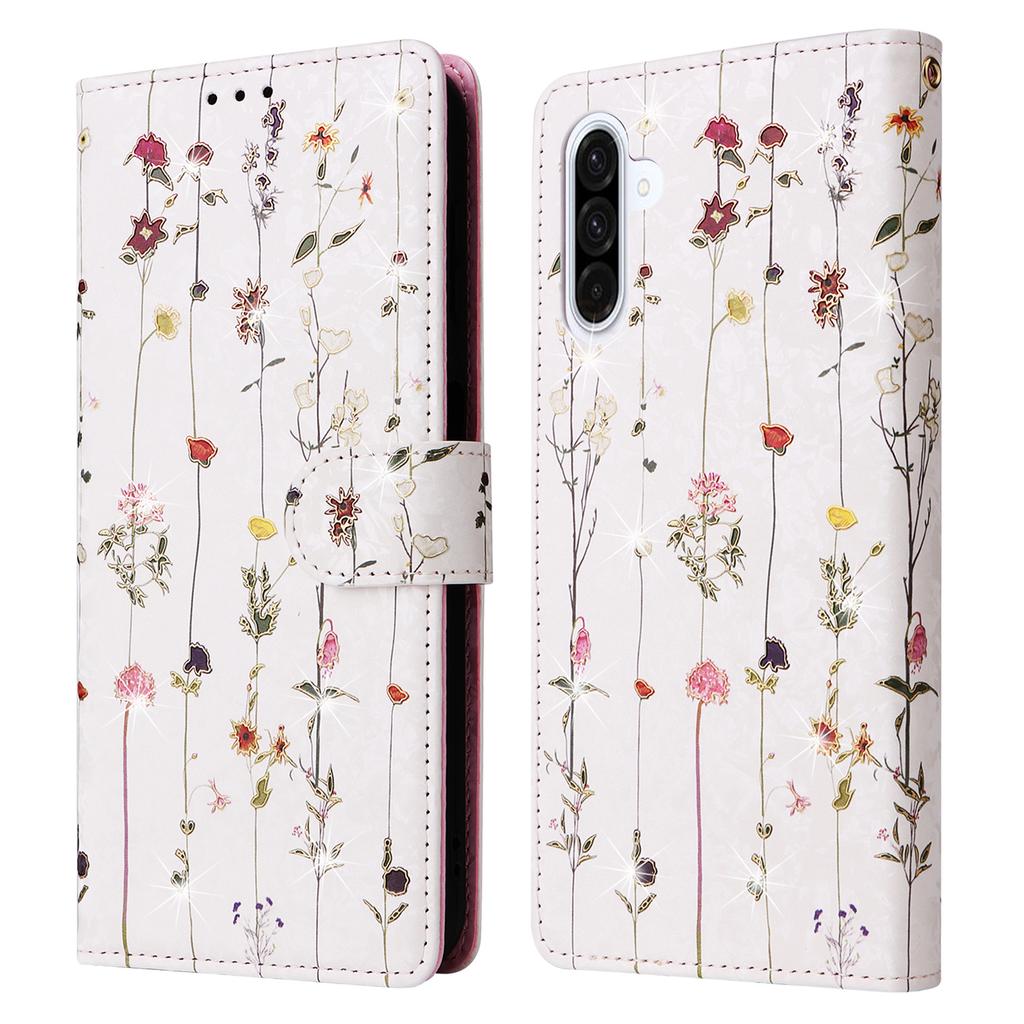 For Samsung Galaxy A17 5G/A17 4G/A26 5G Case RFID Blocking Flower Leather Phone Cover with Wrist Strap