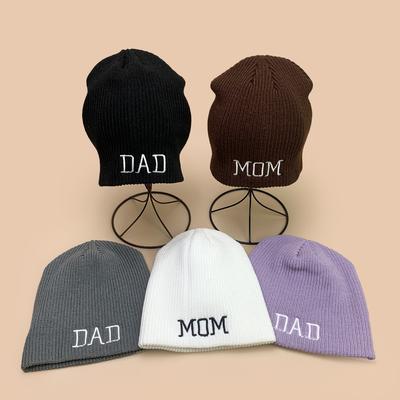 Autumn and Winter Design Simple Parents Letter Embroidery Knitted Hat Men and Women Warm Personality Cold Hat Pullover Hat