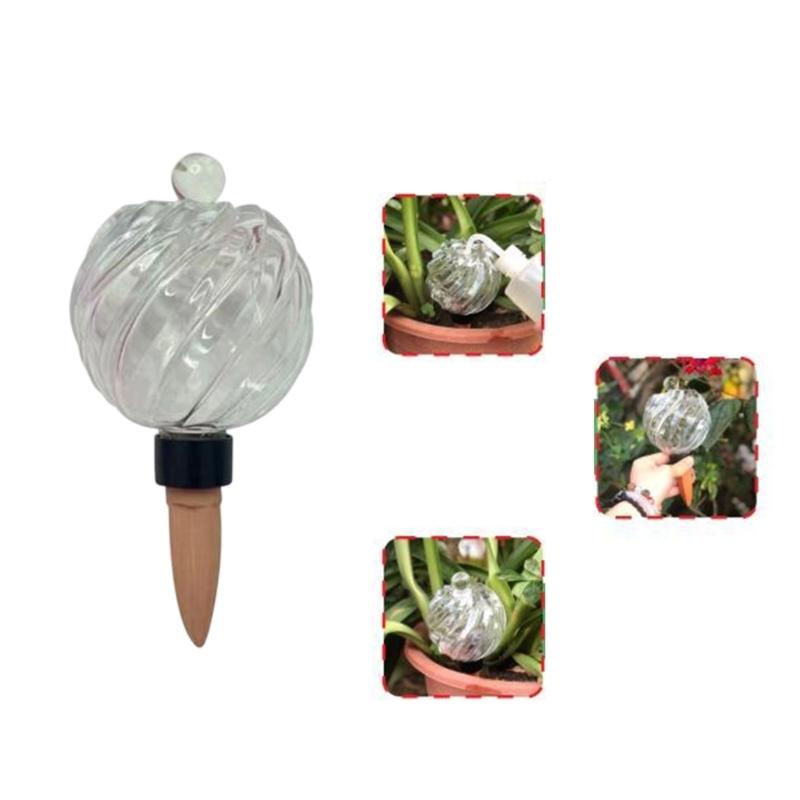 Set of 4 Watering Bulbs for Indoor Pots, Large Capacity Glass Slow Watering Globes with Ribbed Design for Balcony Flowers