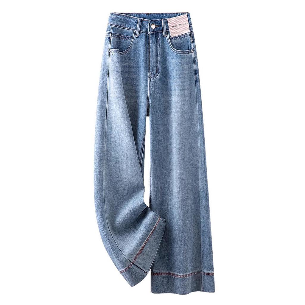 2025 Women's High-Waisted Wide-Leg Jeans: Spring/Autumn Drapey Straight-Leg Fashion