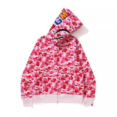 BAPE Shark Camo Zip-Up Hoodie Mens Oversized Cotton Sweatshirt Casual Wear