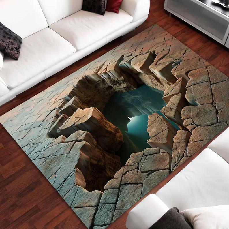 3D Broken Wall Bricks Carpets Brick Pattern Rug 3D Rug Cool Rugs for Kids Room Kids Carpet Boys Room Carpet Home Decoration