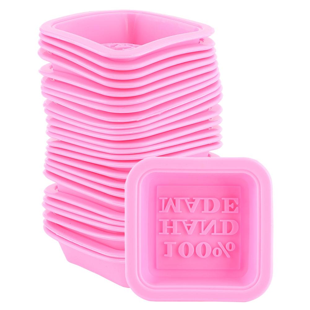 25PCS DIY Handmade Silicone Soap Mold Multifunction Candle Molds Cake Making Baking Mould(Pink )
