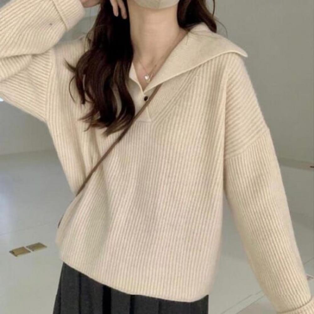 NaVaVa Loose Fit V Neck Collar Long sleeVe Knit Nk3386