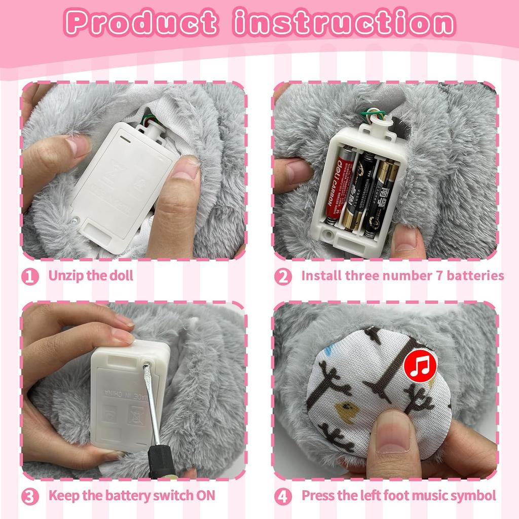 Breathing Koala with Light Sound Baby Sleeping Companion Soothe Koala Musical Stuffed Plush Toy Newborn Sensory Comfortable