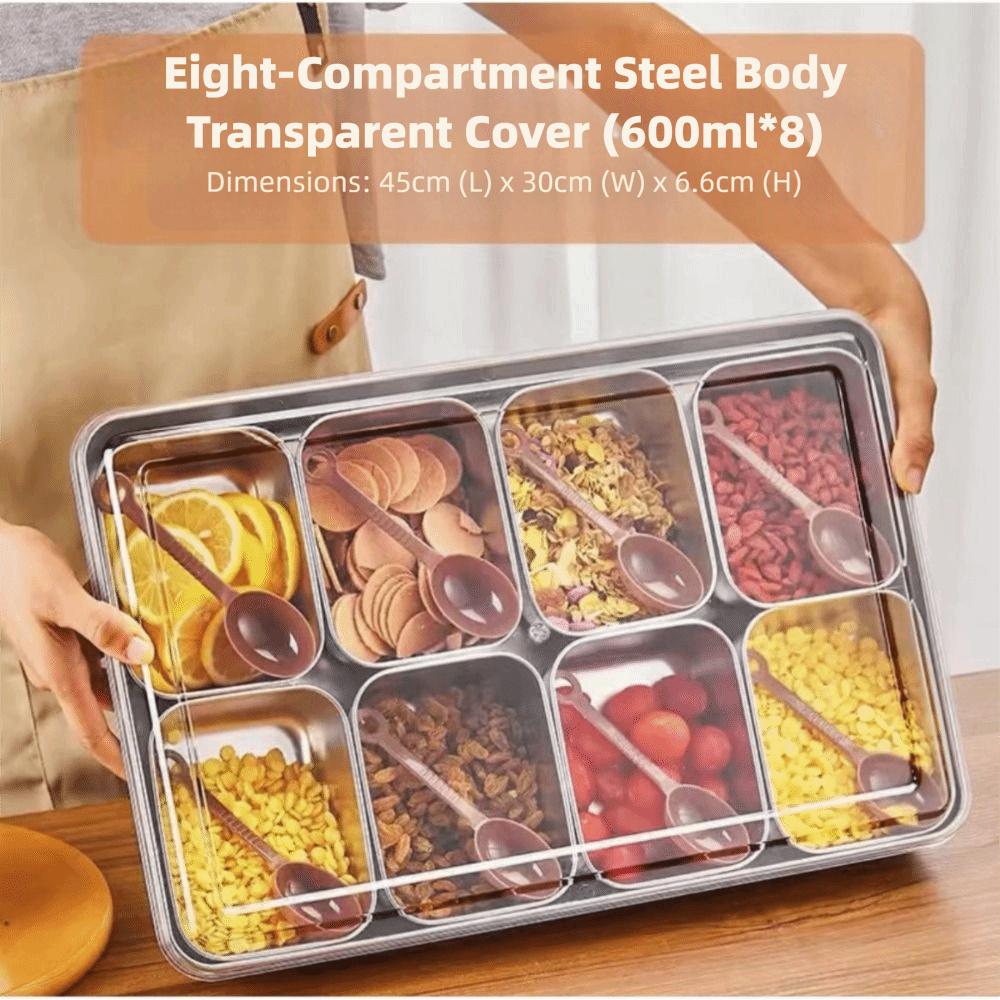 Stainless Steel Storage Seasoning Box PC Cover Condiment Organizer  Restaurant