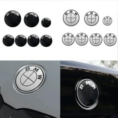 7 New BMW Badge Logo Front and Rear Logos 82mm 74mm 4 68/56mm Wheel Covers+46mm Steering Stickers Complete Car Badge Kit. 5DE