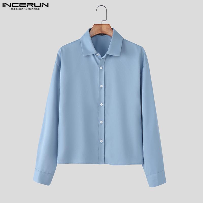 INCERUN Plus Size Men Lapel Long Sleeve Button Down Casual Loose Office Shirts