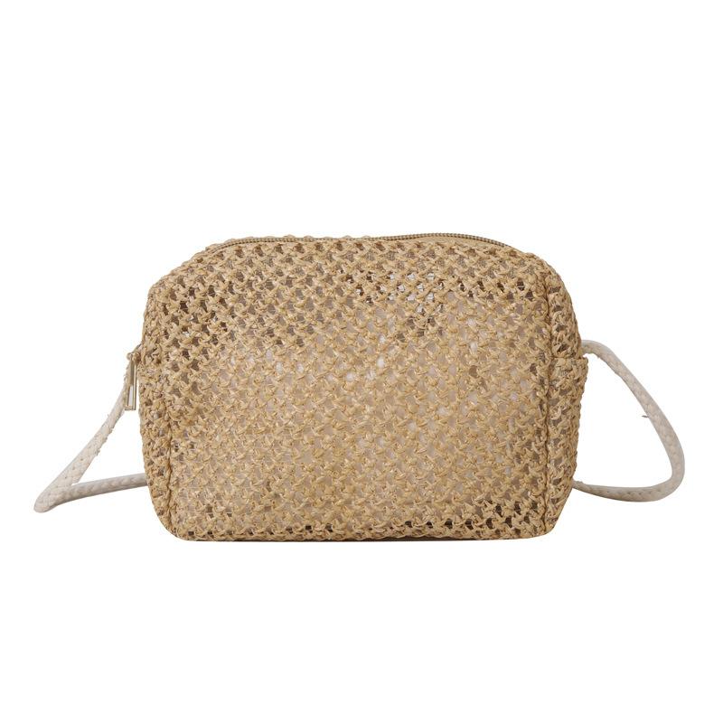New trendy small fresh pastoral crossbody straw woven bag small square bag summer mini hand-woven bag women хаки