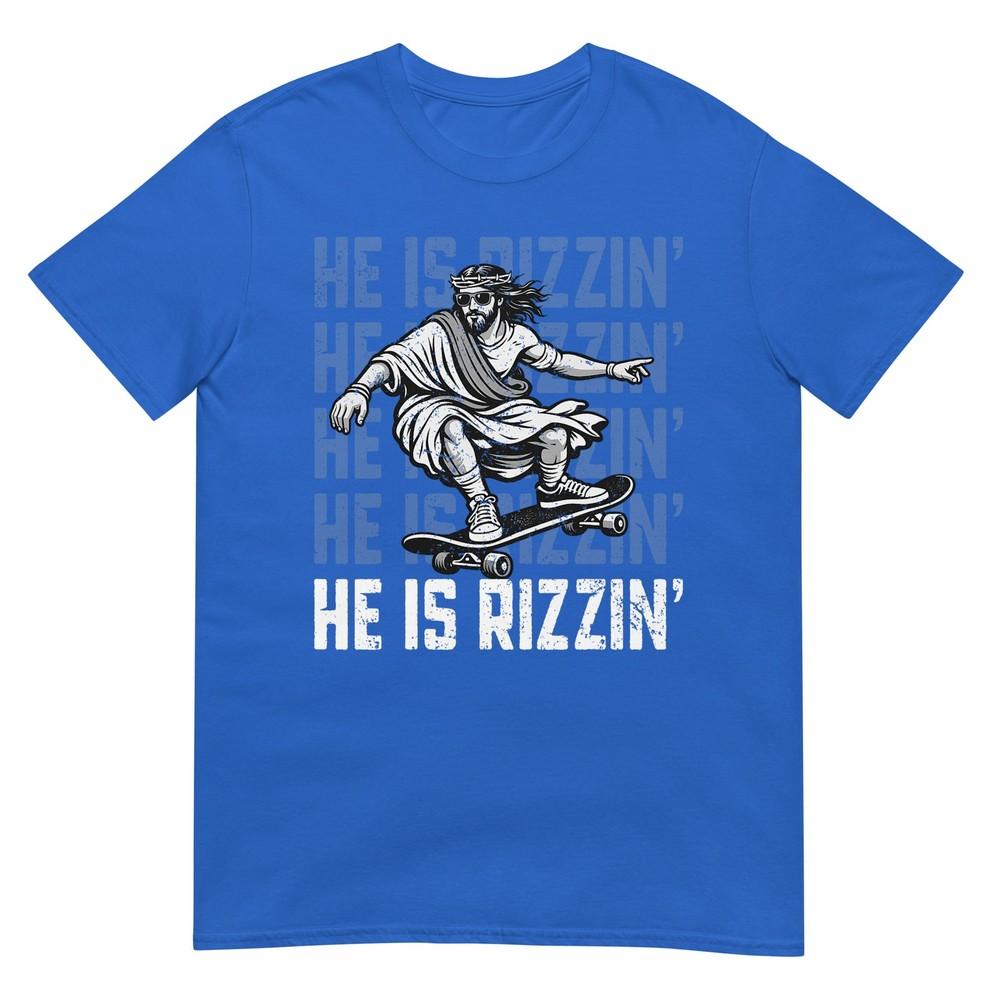 Retro He Is Rizzin Funny Jesus Skateboard Easter Christian TShirt