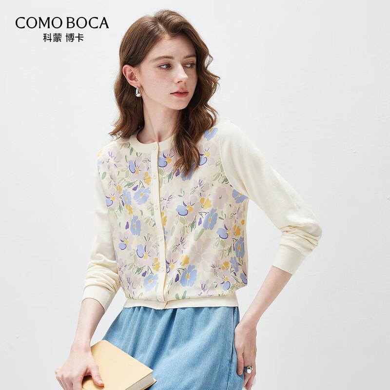 Kemengboka 2026 Spring/Summer Mulberry Silk Blend Floral Knit Cardigan L