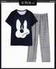 Cartoon Mickey Korean Plaid Control Pajamas Women's Summer Simple Casual Round Neck Short-sleeved Loungewear Suit Can Be Worn Outside