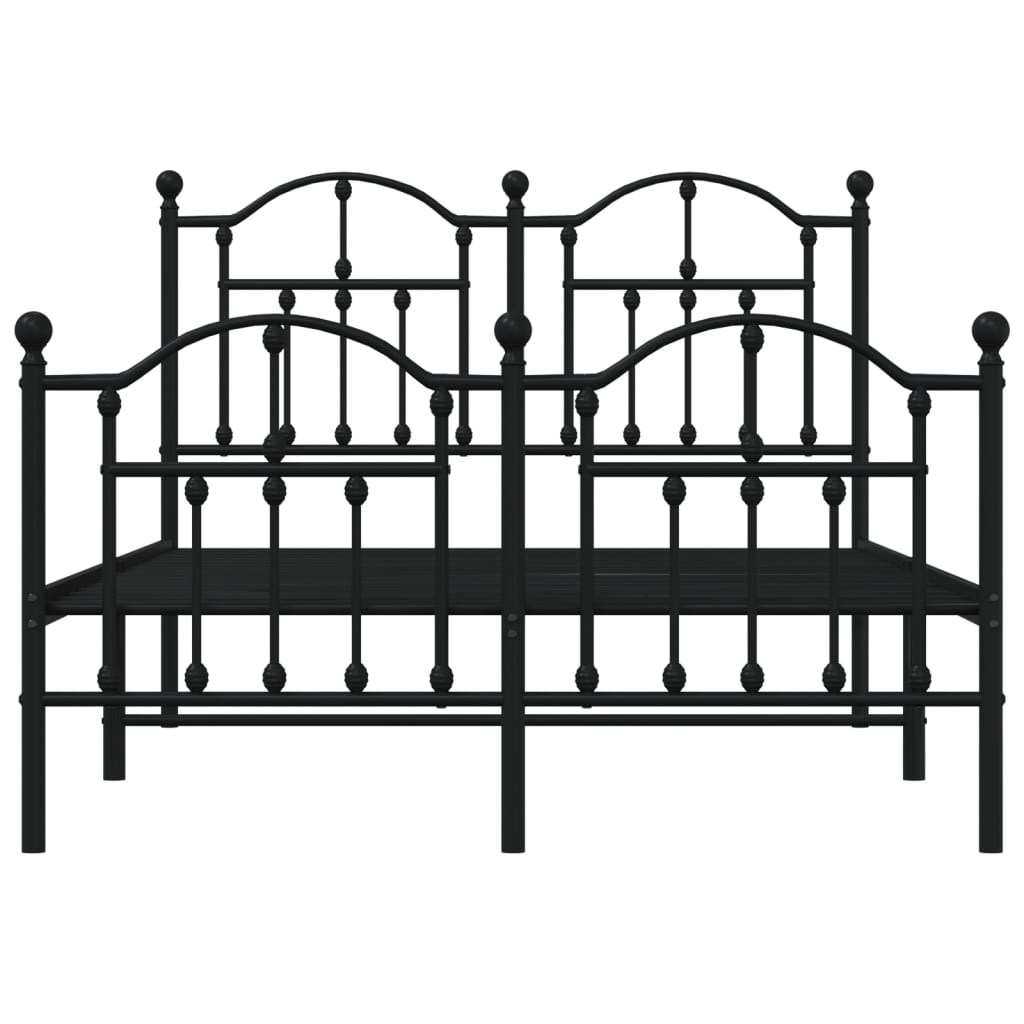Metal Bed Frame with Headboard and Footboard Black 120 x 190 cm