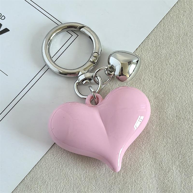 Black Transparent Puffy Heart Charms Keychain Grunge Fashion Bag Backpacks Hanging Ornament Car Key Chain for Women