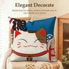 Japenes ManekiNeko Cushion Cover Natural Linen Organic Fabric DoubleSided Printing Sofa Home Decor Gift Pillow Case