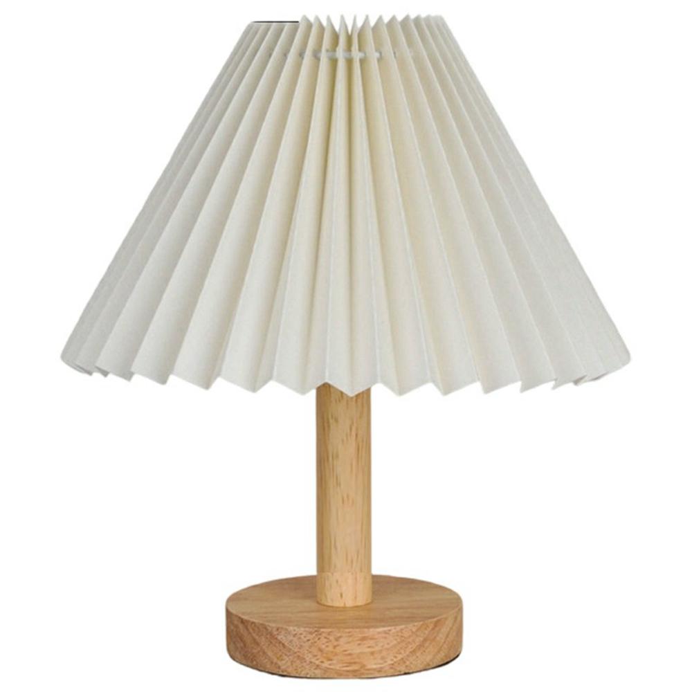 Warm Light Table Lamp Vintage Pleated Bedside Light USB Powered Decorative Lamp for Bedroom Creative Gift