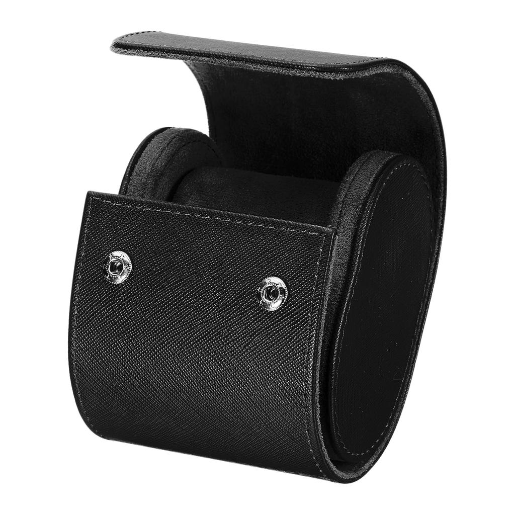 Uxcell Portable Leather Watch Case for Men and Women, Single Slot Watch Roll Travel Case, Watch Storage Organizer with Removable Pillow, Perfect for
