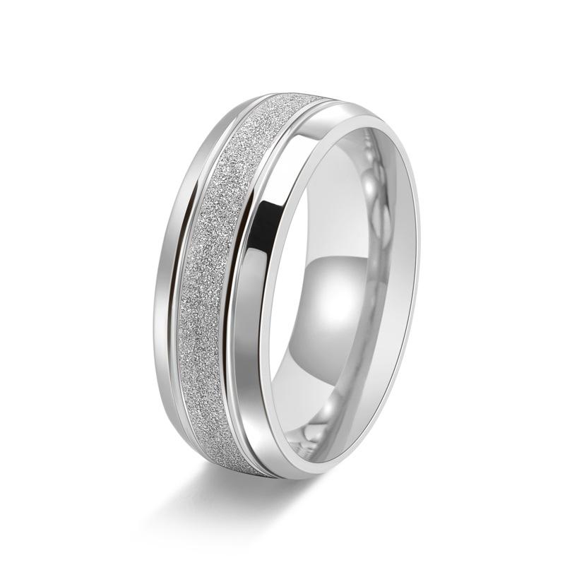 2025 Diamond Sand Men's and Women's Premium Ring 8MM Inner Arc Niche Matte 18K Gold Ring