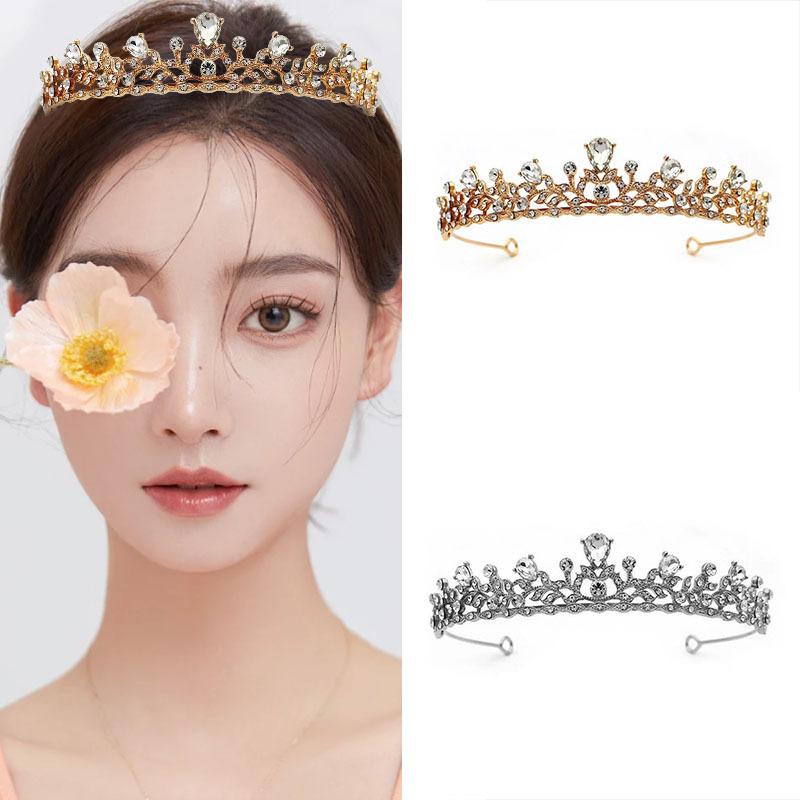 Simple and High-end Exquisite Princess Bride Crown Shiny Micro Paved Zircon Crown Birthday Adult Ceremony Banquet Headdress