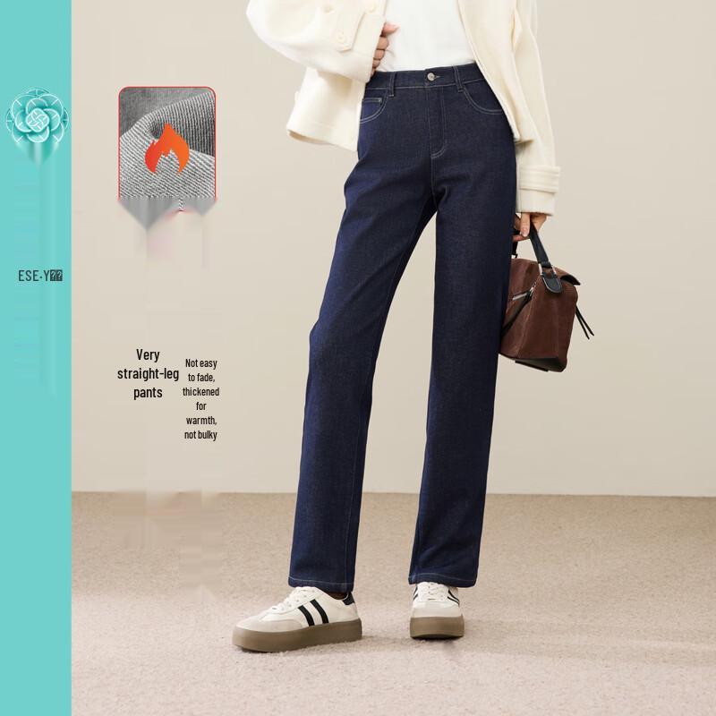 Women s Fleece-Lined Thick Straight-Leg Jeans 28