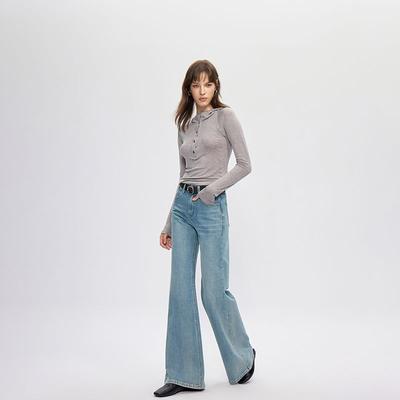 American Retro Micro-pull Jeans for Women's Autumn New High Waist, Elastic On All Sides, Not Attached To the Legs, Thin and Versatile