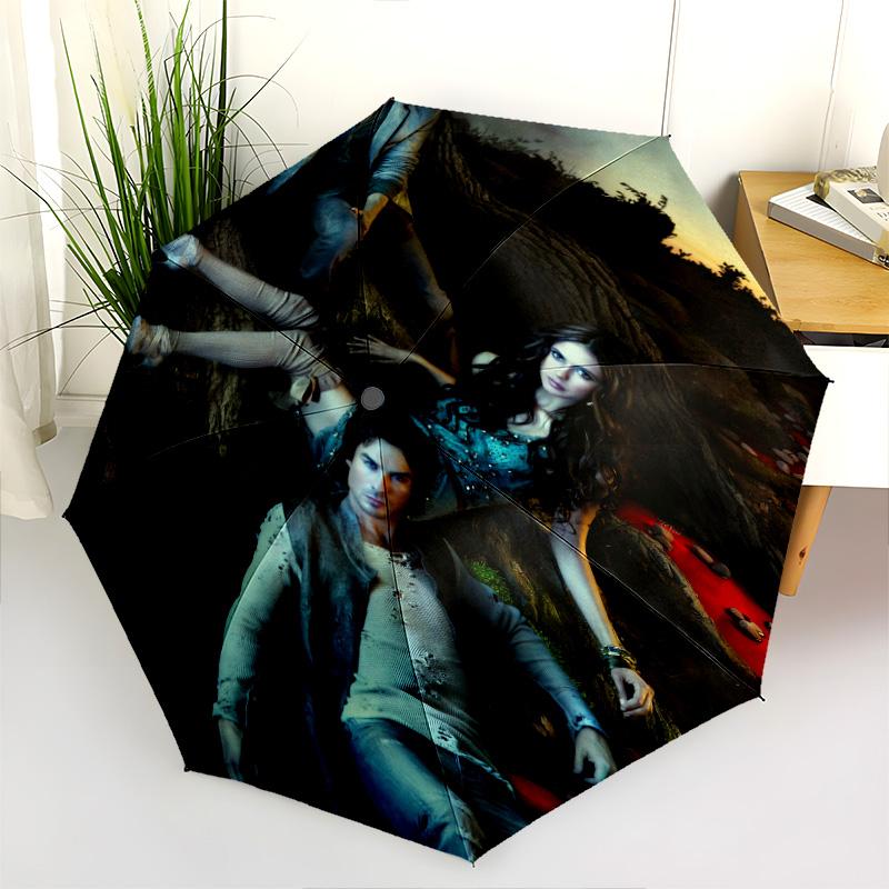 Vampire Diaries: Rainy Night Gathering Folding Umbrella Suitable for All Seasons Durable Sun Umbrella Sun Umbrella Travel