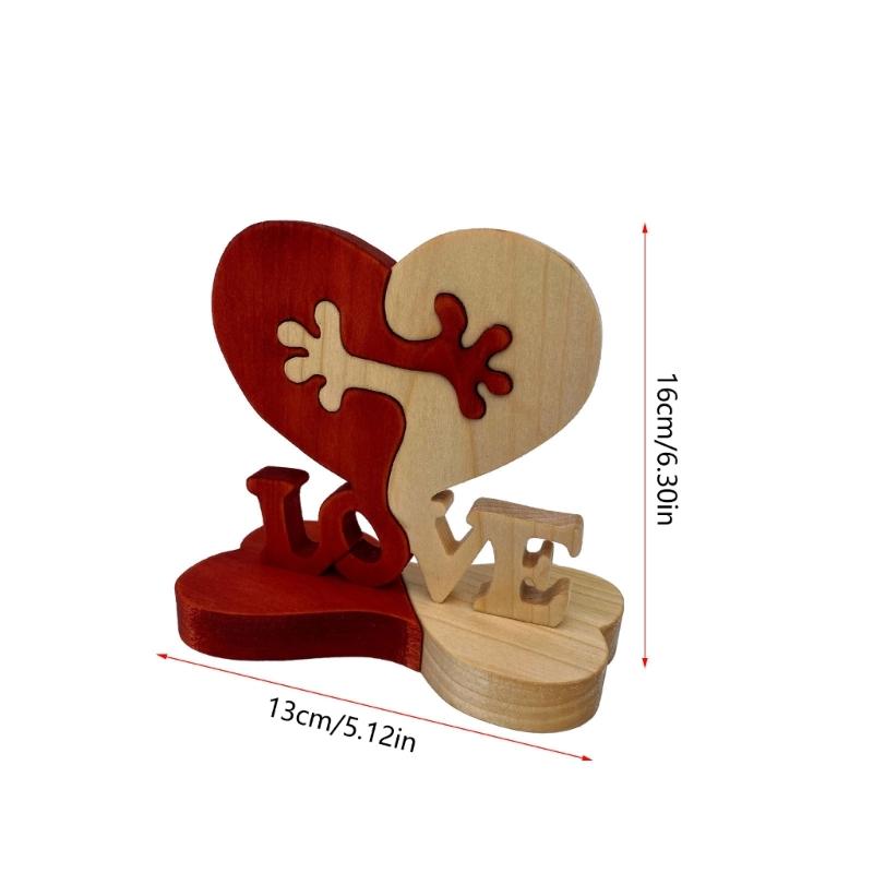 Valentines Day Heart Ornament Wooden Hug Crafts Love Letter Wood Carving Gift Hugs Decoration for Home Wedding Party