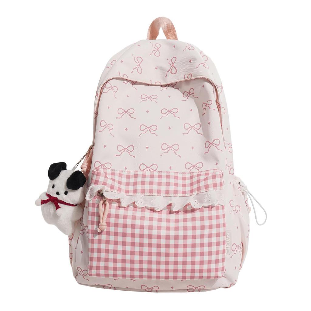 Schoolbag Fresh Floral Bow Lace Schoolbag Japanese and Korean Style Gentle Age Reduction Girlfriend Travel Small Backpack
