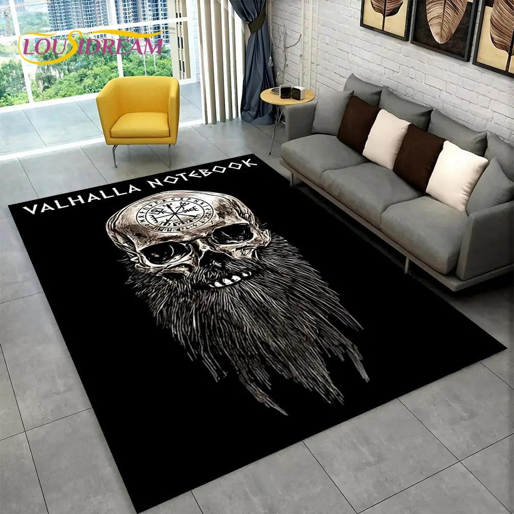 Viking Norse Mythology God Loki Rune Area Rug,Carpet Rug for Living Room Bedroom Sofa Doormat Kitchen Decor,Non-slip Floor Mat