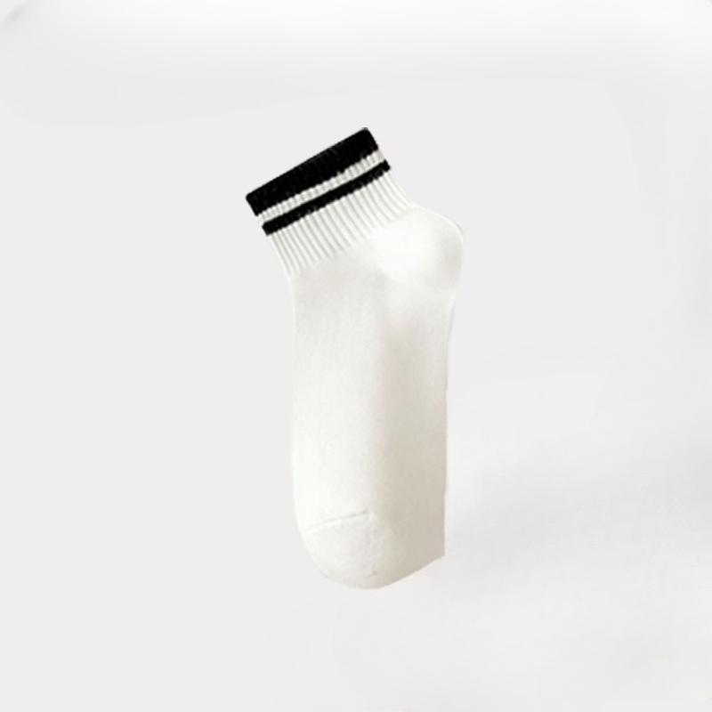 Female Summer Thin Style Solid Color Double Stripe Sports Student Short Socks